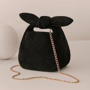 Cuyana Suede Mini Bow Bag + leather note card NEW!